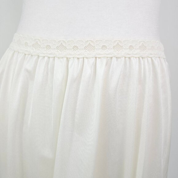 Vintage 80s Velrose Size L White Nylon Lace Trim Half Slip - Picture 4 of 8
